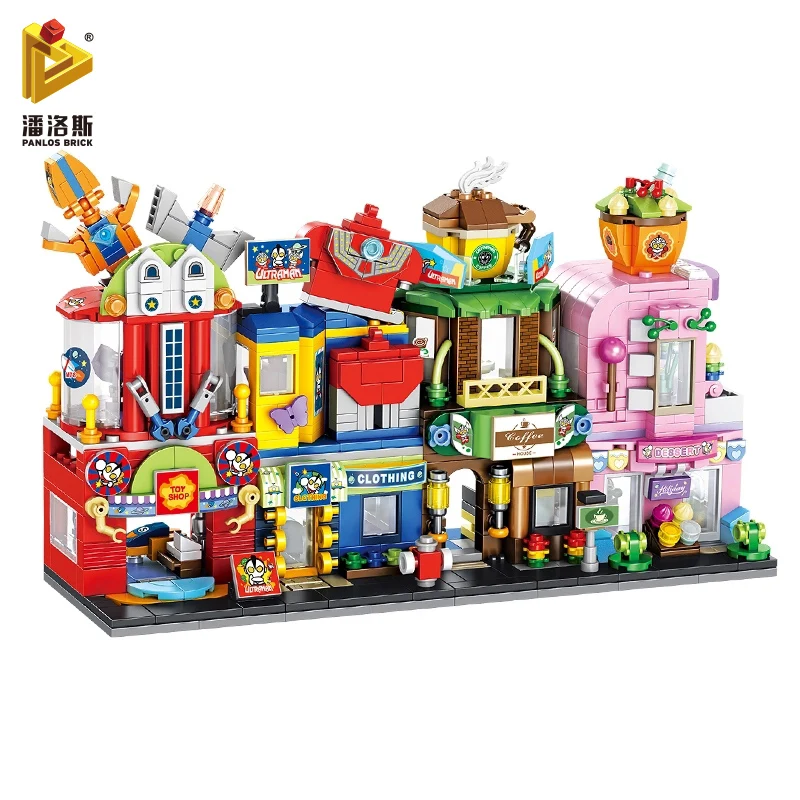 

PANLOS 264pcs City Street View Toy Clothing Candy Dessert Coffee Shop DIY Building Blocks Children's Toy Stickers Gift Bricks