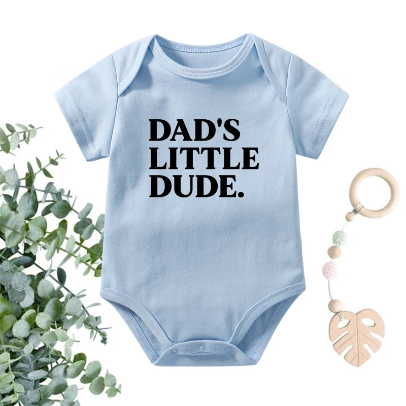 

Dad's Little Dude Funny Baby Onesies Cotton Short Sleeve Newborn Boys Girls Rompers Infant Summer Bodysuits Toddler Ropa Outfits