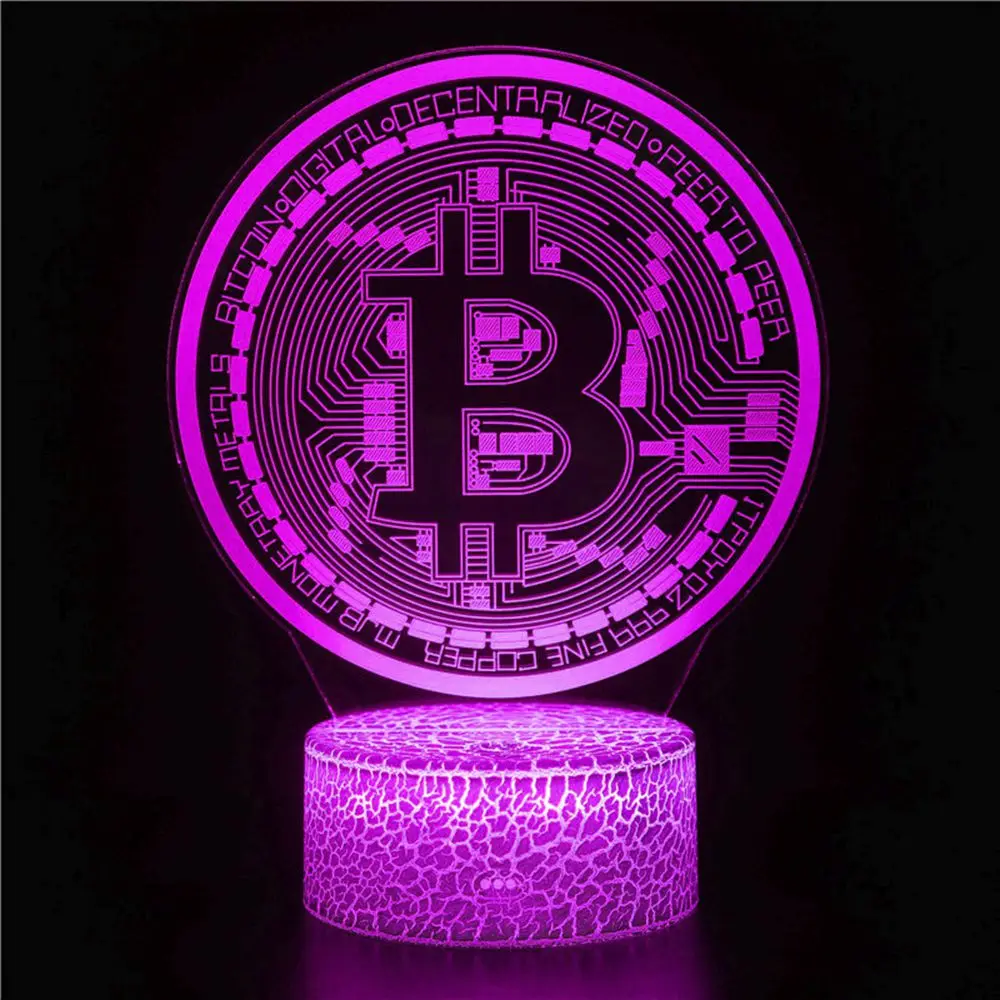 

Led Night Light Acrylic Bitcoin for Room Decorative Nightlight Touch Sensor 7Color Changing Battery Powered Table 3D Night Lamp