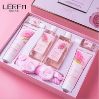lerfm 6pcs rose shower gel refreshing deep cleansing bathroom accessories sets shampoo and conditioner kit for hair kit shampoo