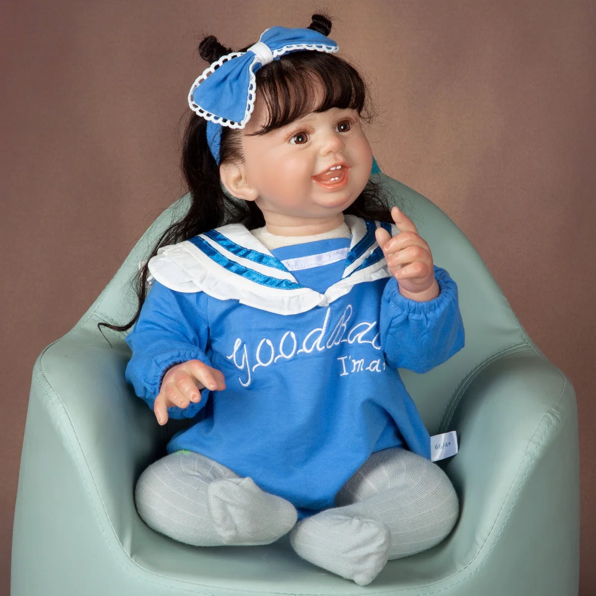 

KEIUMI 27 дюймов новый модный кукла-реборн из корневого волокна голубой комбинезон с длинным рукавом живой реборн с голубым бантом подарок для детей