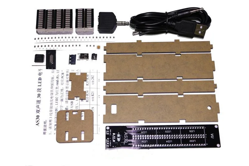 30 сегментный стерео анализатор спектра музыки AS30 наборы со светодиодным