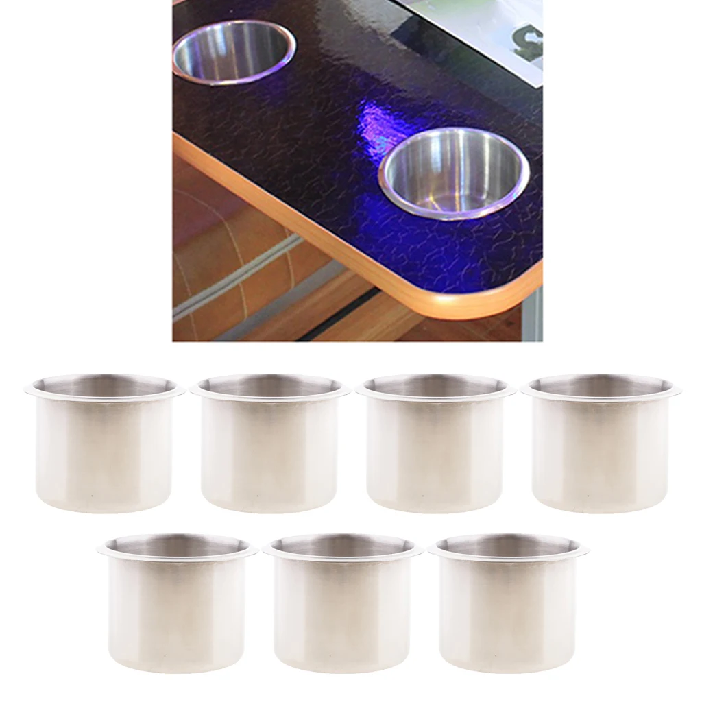 

7pcs Stainless Steel Recessed Cup Drink Holder Rust Proof Corrosion Protection for Boat Car Truck Marine Trailer