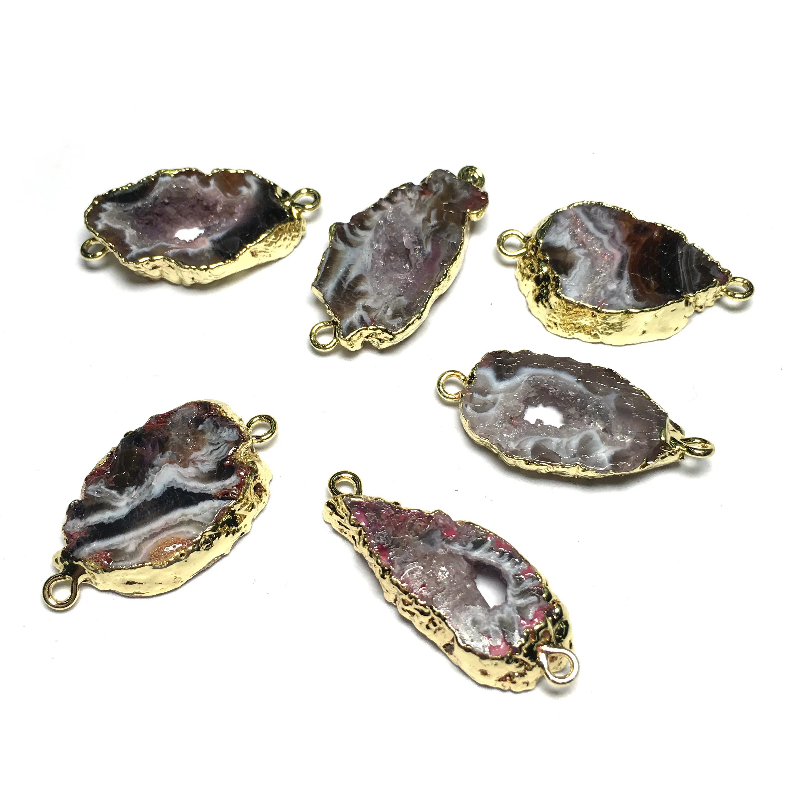 1 шт. натуральный кристалл Агат Соединитель модно ювелирных украшений Hand-Made