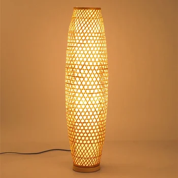 Bamboo Wicker Rattan Shade Vase Floor Lamp Fixture Rustic Asian Japanese Nordic Art Light Abajur Luminaria Fitting Luminaire