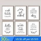 Черный, Белый Цвет Забавный Ванная комната знак Печать на холсте и плакаты Mdoern Стиль картина с цитатами мужские и женские настенные картины для ванной комнаты