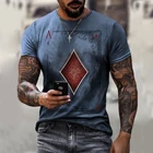 Мужская футболка с коротким рукавом, летняя простая футболка с принтом в виде квадрата покера, 3d печать и окрашивание, 2021