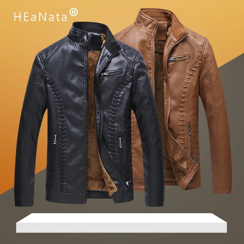 

Leather Jacket Men Super Warm Velvet Lining PU Jackets Plus Size 6XL Business Casual Mens High Quality PU Outerwear Leather Coat