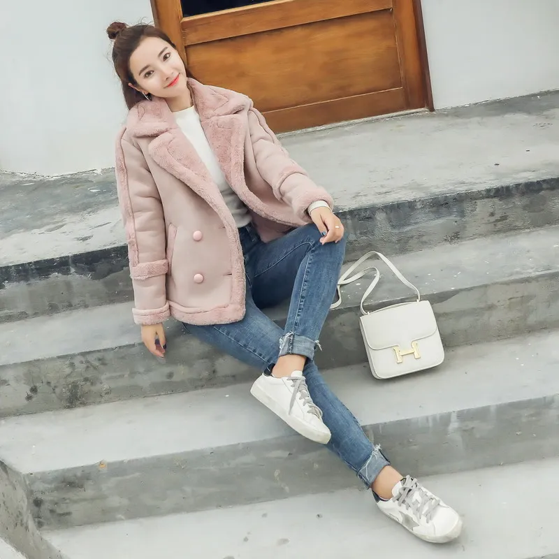 2019 новая утепленная замшевая куртка пальто женский меховой воротник зимние