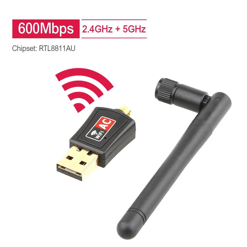 Беспроводной USB Wi Fi адаптер AC600 Двухдиапазонный 600 Мбит/с 2 4 ГГц 5 с антенной ПК