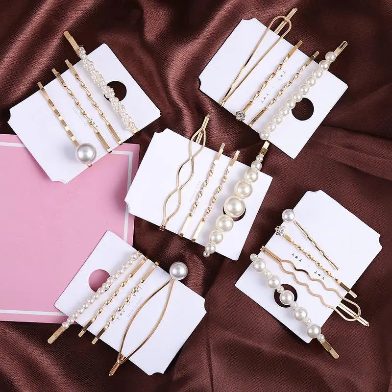 Металлическая заколка для волос с искусственным жемчугом 4 шт./компл. аксессуары