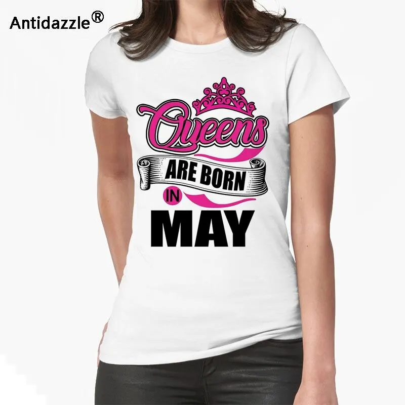 Новинка! ВЫСОКОКАЧЕСТВЕННАЯ женская футболка с надписью &quotQueens are born in May&quot