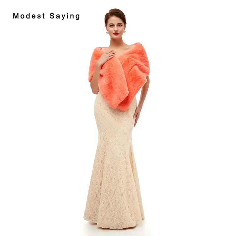 Элегантные оранжевые шали из искусственного меха для вечеринки Новое