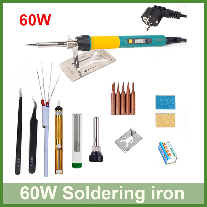 Электрический паяльник со светодиодным цифровым дисплеем 60 Вт с регулируемой