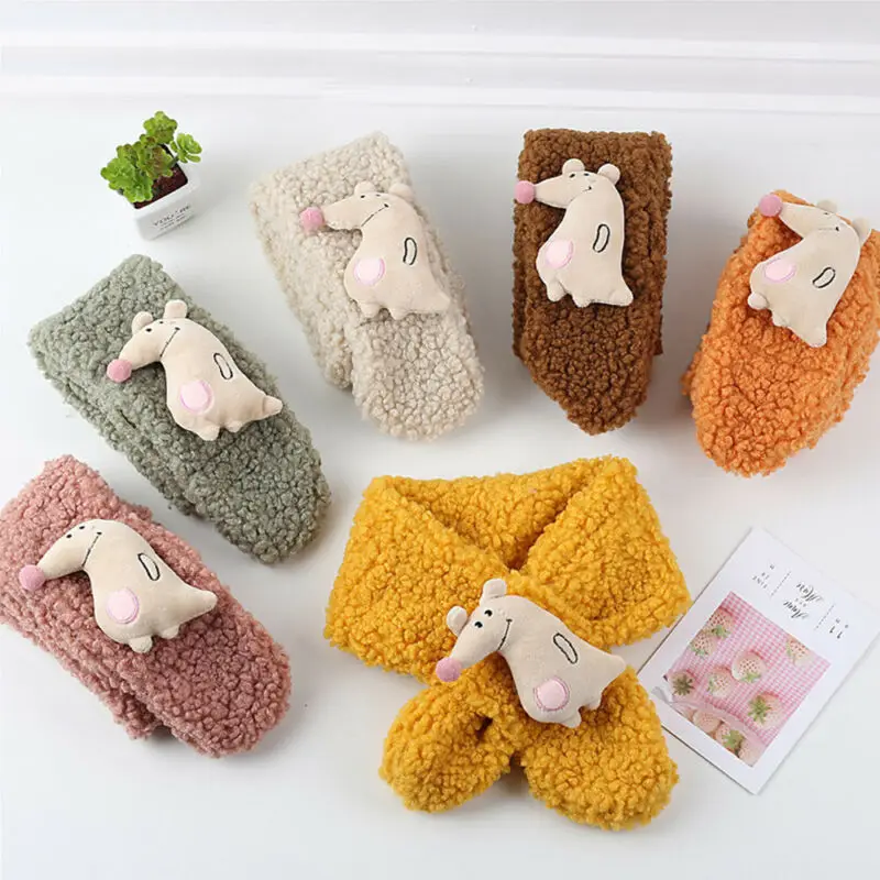 Детский шарф милый зимний детский кольцо для девочек однотонный плюшевый