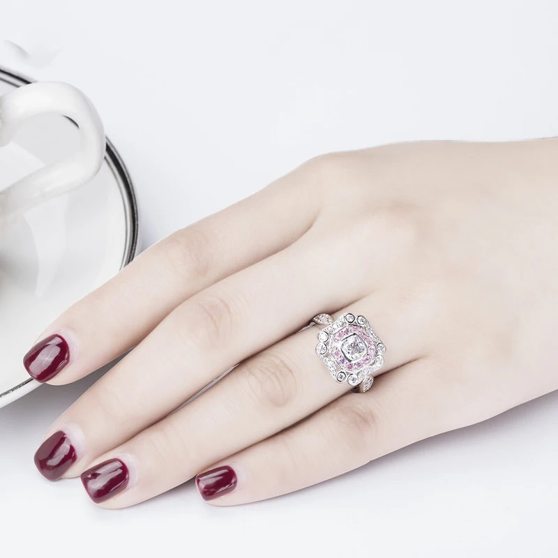 Кольцо женское из серебра 0 63 пробы с искусственным ореолом 925 карата|engagement ring|fashion