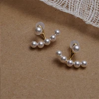 fashion 2021 chic imitation pearl geometric fan shaped elegant stud earrings for women girls jewelry party asseccoires