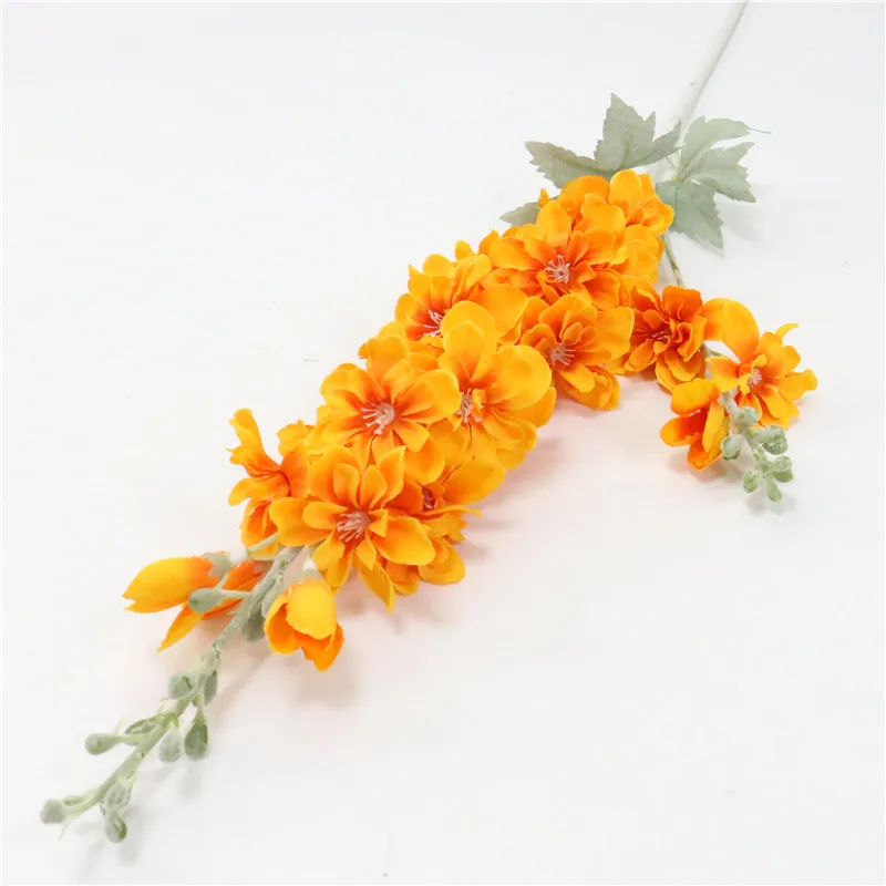Оранжевый 87 см фиолетовый delphinium DIY букет орхидей Шелковый гиацинт Континентальный Искусственные цветы Свадебные, домашние, вечерние, рождественские украшения - Цвет: Оранжевый