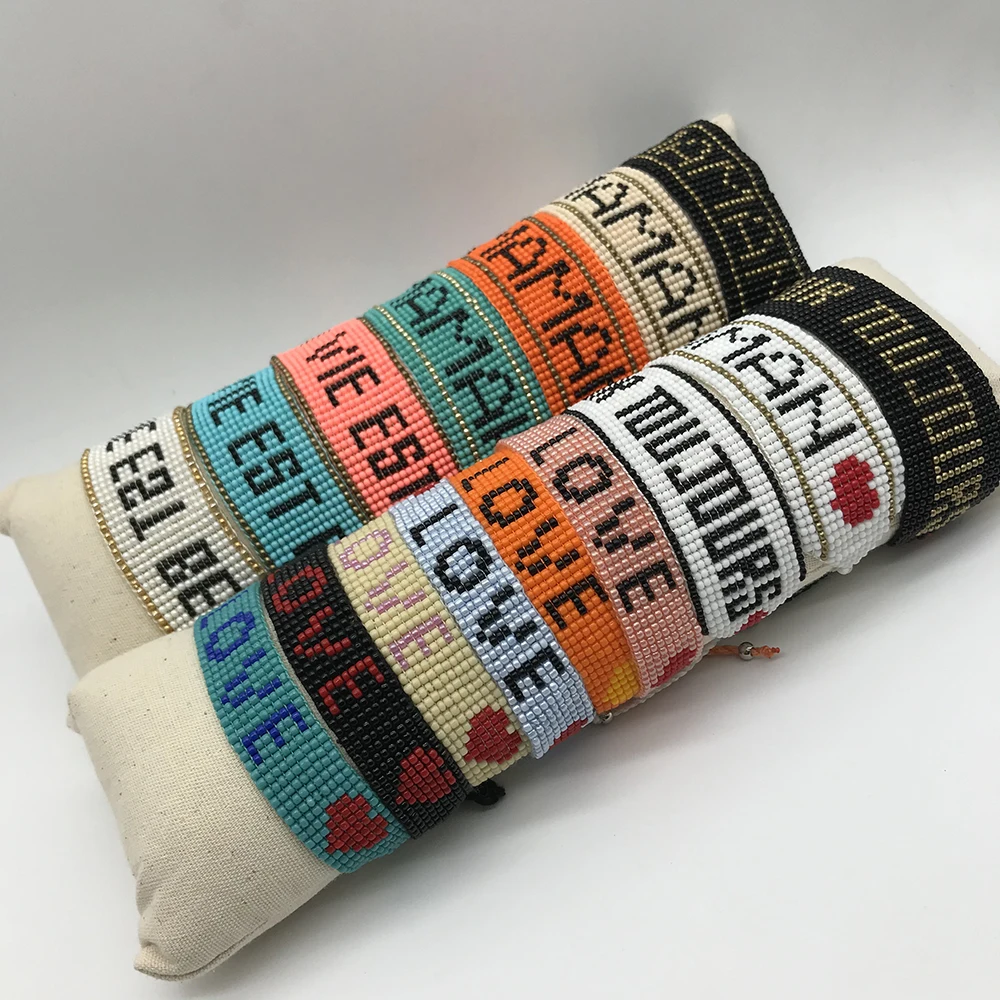 

Браслет женский Плетеный с бусинами и надписью «Миюки», 2021