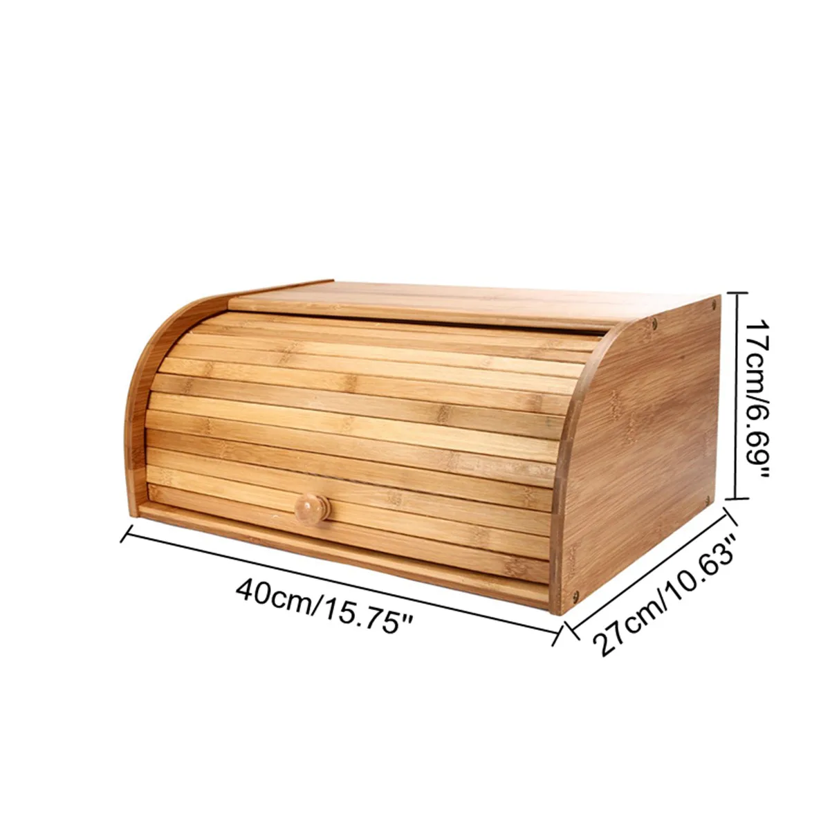 

Bamboo Roll Top Wooden Loaf Bread Bin Kitchen Food Storage Box Container Organizer Household Organizer Snack Box 40X27X17cm
