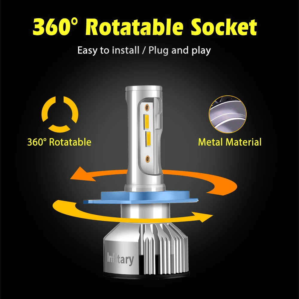 Hilpow H4 LED H7 H11 H8 HB4 H1 H3 HB3 автомобильные лампы для фар машины 72 Вт 10000LM автостайлинг 3000