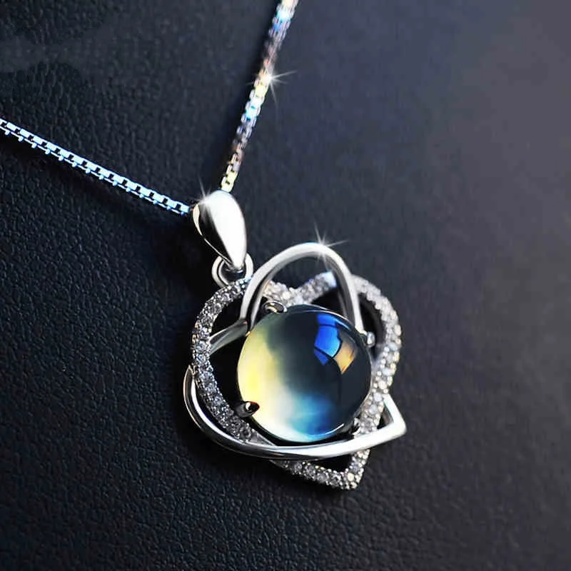 

5 Carat Crystal Heart Shape Pendant Necklace 925 Silver Jewelry Crystal Stone Necklace Lover Gifts