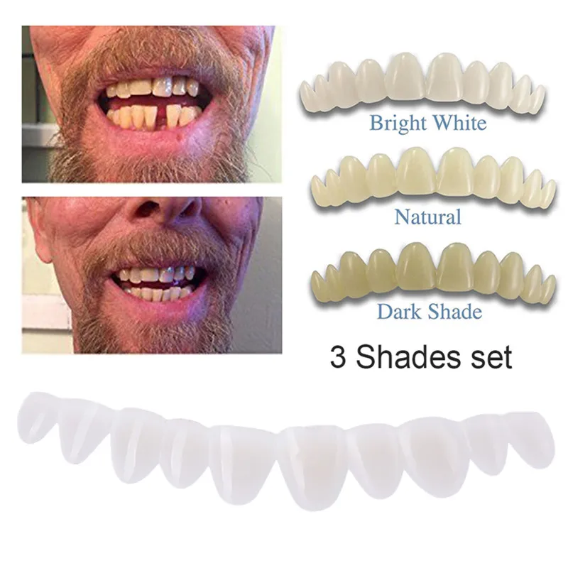

3 Shades /set Temporary Dental Oral False Teeth Dentures Dentadura Perfect Smile Veneers Fit Flex Denture Paste Braces