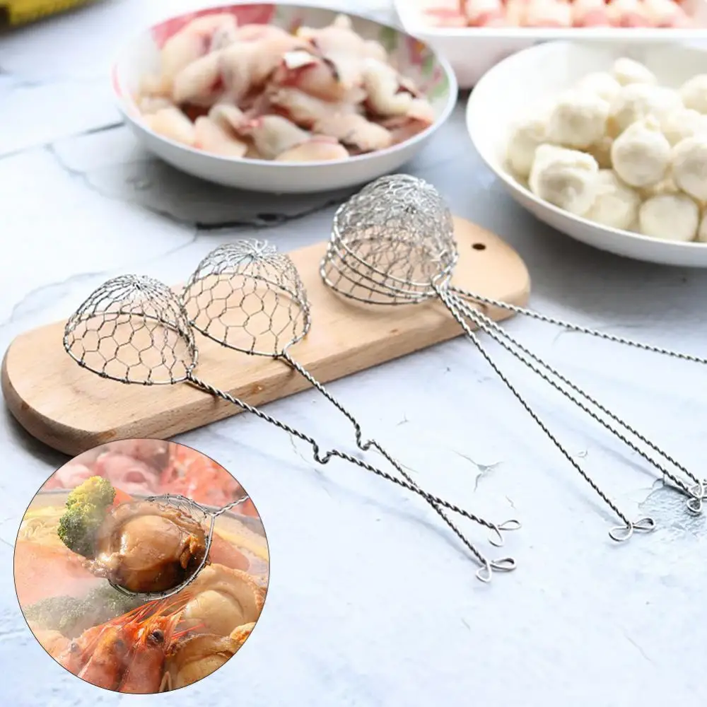 

80%HOTStainless steel oil filter hot pot sieve filter colander kitchen cookware oil pot filter ladle skimmer oval fine mesh kitc
