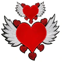 sequins heart badges wings embroidery patch clothing accessories badges on backpack iron on patches wholesale patches