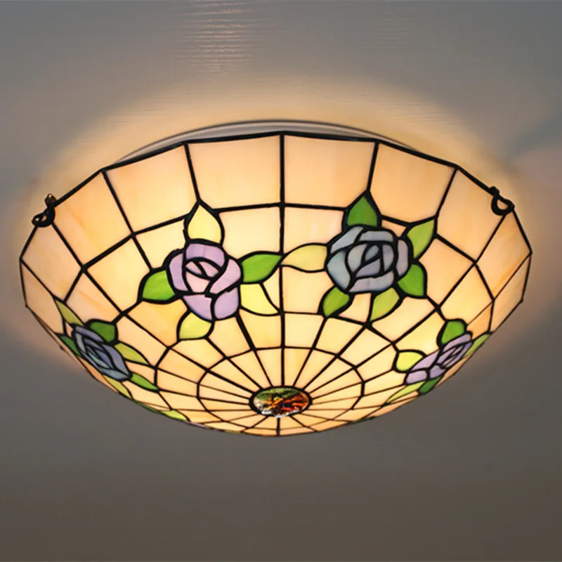 Средиземноморский стиль цветной стеклянный абажур потолочный светильник Tiffanylamp лампа с креплением светодиодный лампы - Цвет корпуса: B