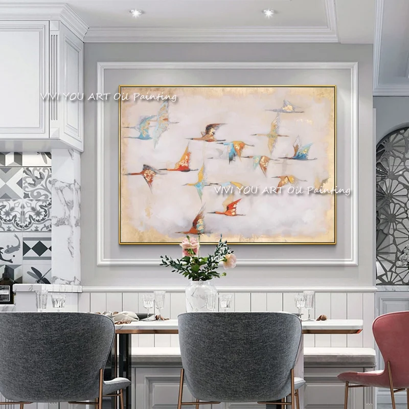 

100% Handmade Animal Birds Canvas Oil Painting Large Size Modern Picture Watercolor Wall Art for Kid's Living Room Home Decor