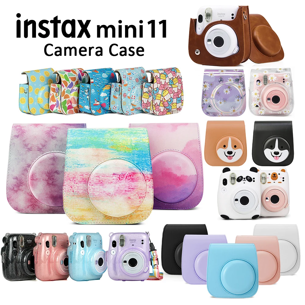 Чехол для камеры Fujifilm Instax Mini 11 из искусственной кожи с наплечным ремнем