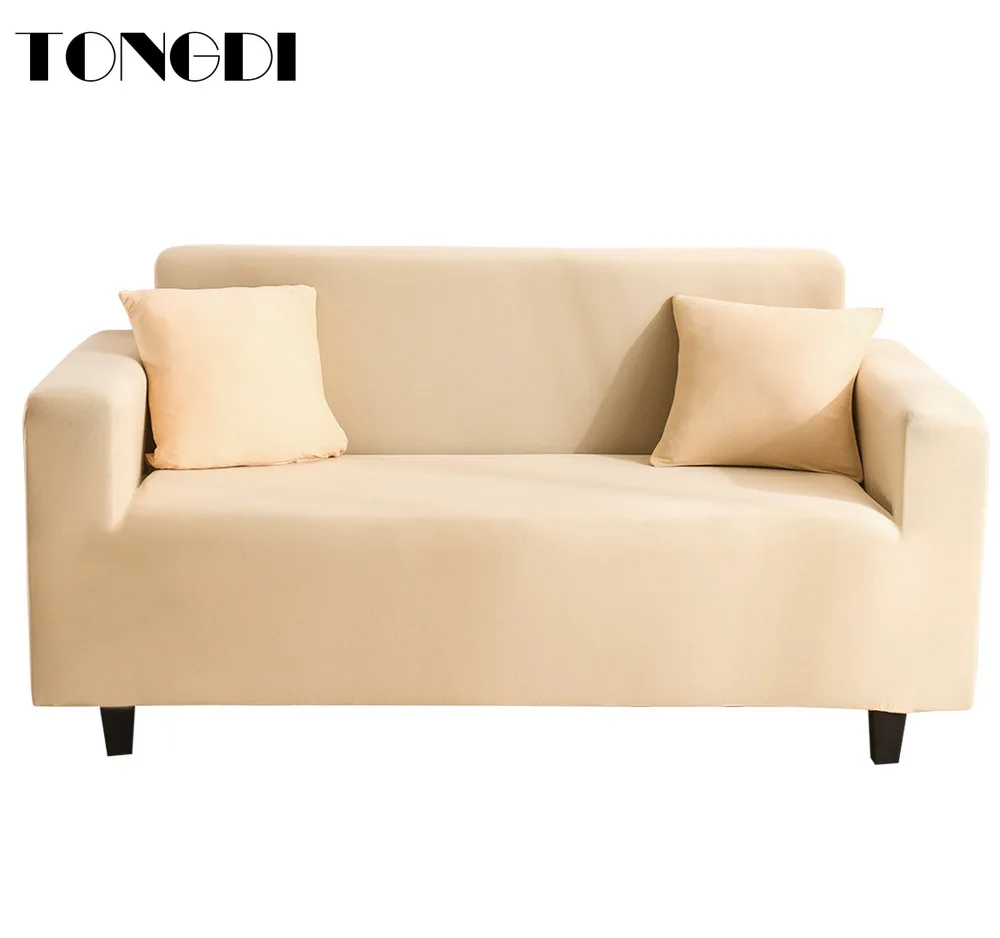 

TONGDI Lustrous Elastic Sofa Cover Soft Elegant All-inclusive Solid Luxury Pretty Decor Slipcover Couch For Parlour LivingRoom