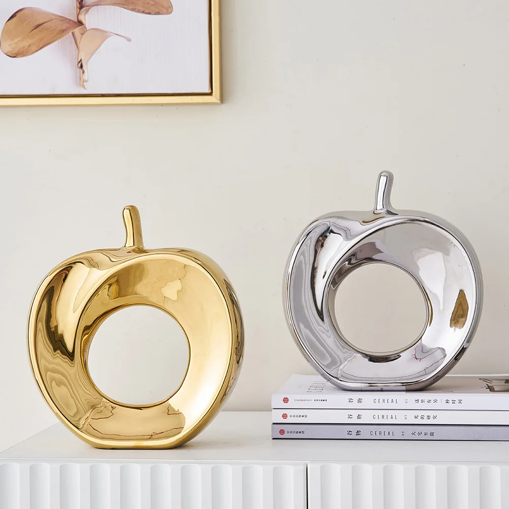 

Home Decoration Accessories For Living Room Ceramic Couple Figurine Wedding Gifts Apple Statue Office Desk Feng Shui Decorative