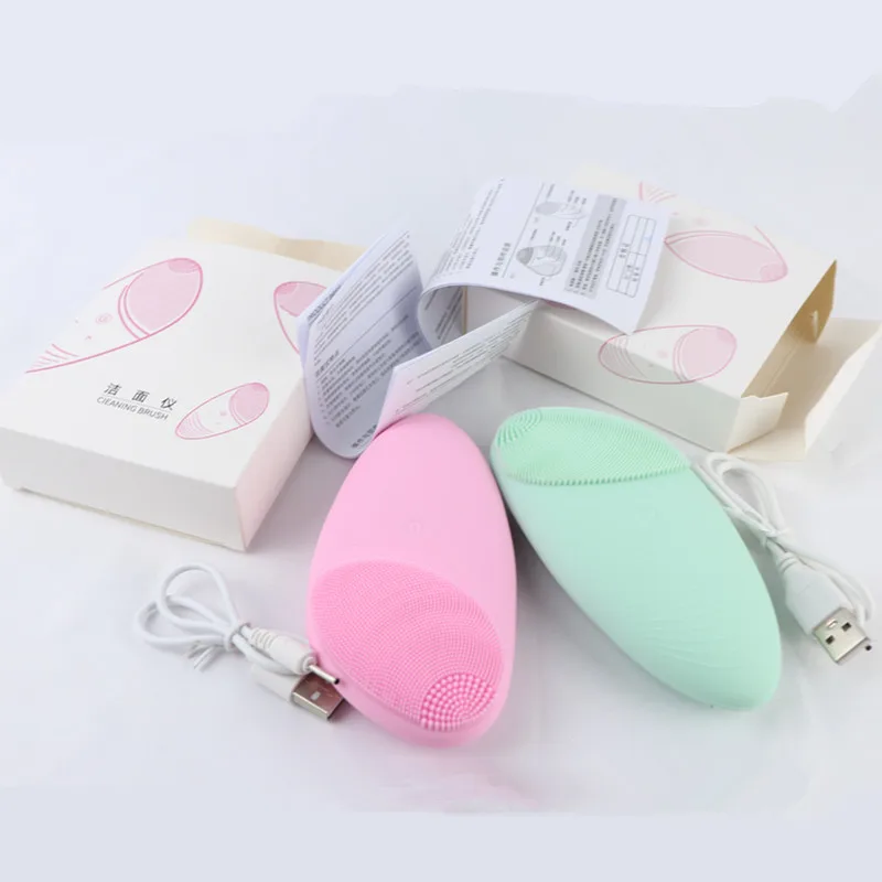 

USB Rechargeable Protable Silicone Electric Facial Cleansing Brush Sonic Vibration Face Cleaner Massage Brush Skin Care Tool 30#