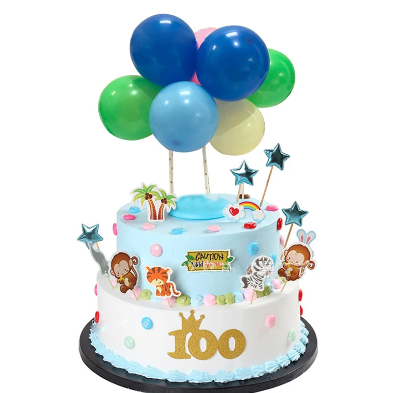 blue green 10 шт., 5 дюймов, шары, гирлянда, арка, топпер для торта, для вечеринки в честь Дня рождения, конфетти, воздушные шары, топперы, украшение свадебного торта - Цвет: blue green