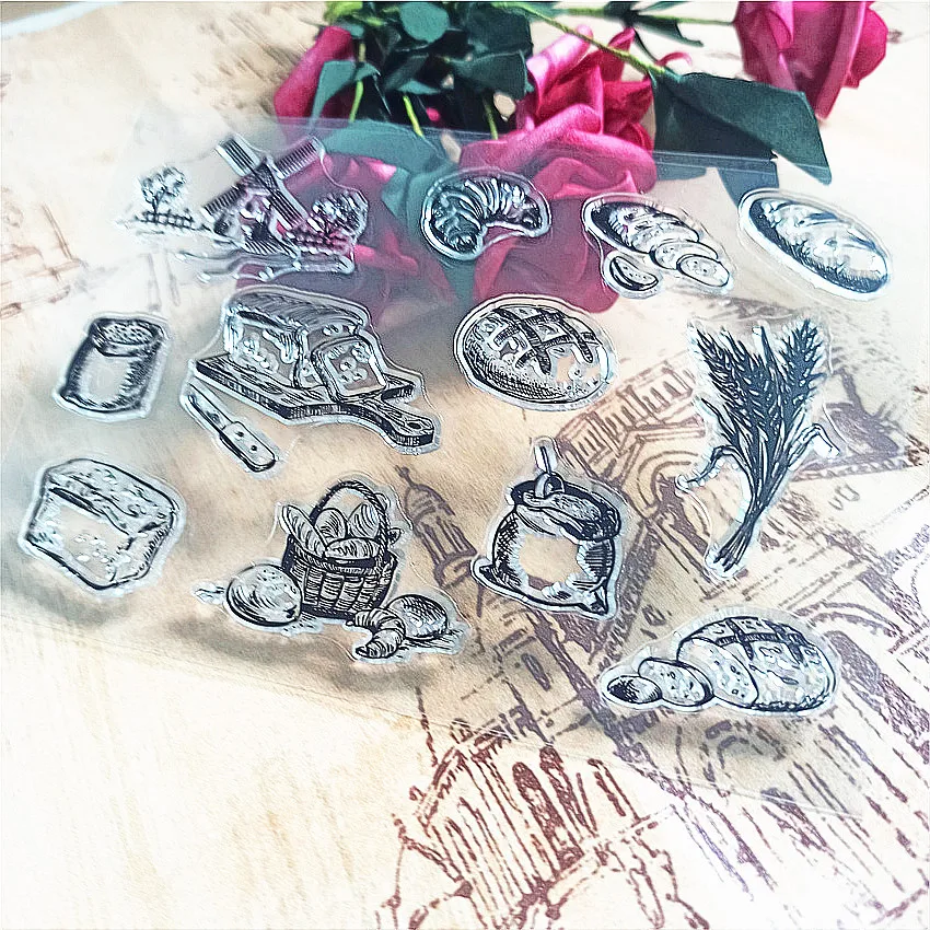 Прозрачные штампы с изображением вкусного хлеба 11 х16 см силиконовые пломбы