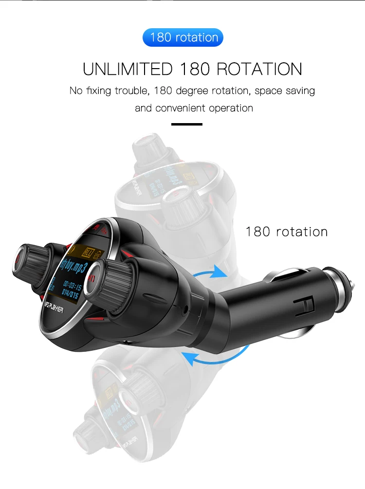 SRUIK fm-передатчик Bluetooth Автомобильный/FM модулятор 180 Вращение 1 3 &quot ЖК-дисплей