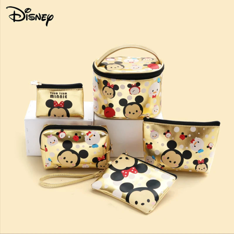 Mickey Minnie Anime Print Waterproof PU Cosmetic Bag Cartoon Large Capacity Multifunctional Portable Travel Washing Storage Bag