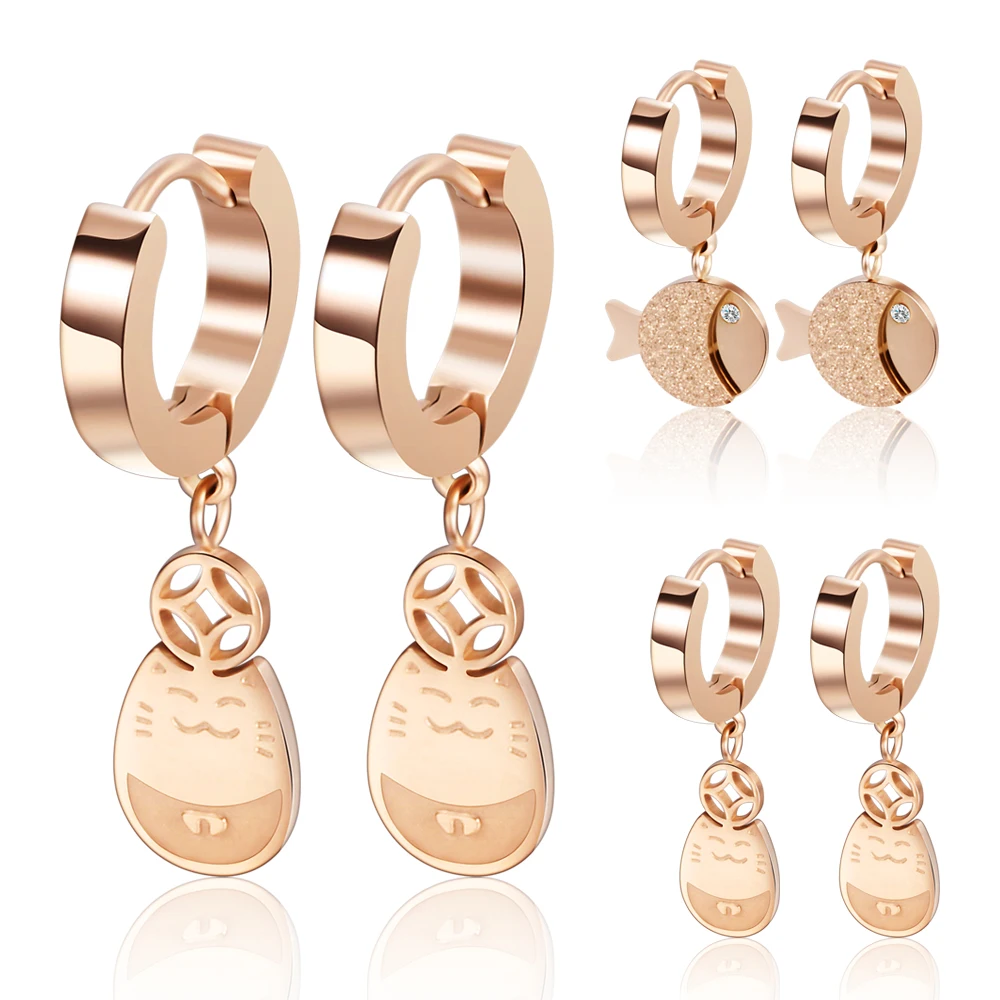 Женские серьги подвески в виде рыбок из нержавеющей стали 316L|Серьги-подвески| |