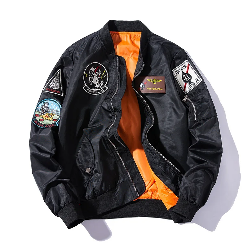 

Spring Bomber Jacket Men Fashion Pilot Jacket Rocket Baseball Coat Casual Youth Streetwear Outerwear Mens Clothing