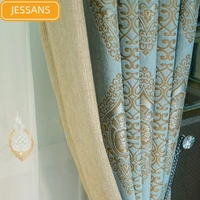high end european style chenille jacquard blackout curtains for living room and bedroom finished products customization