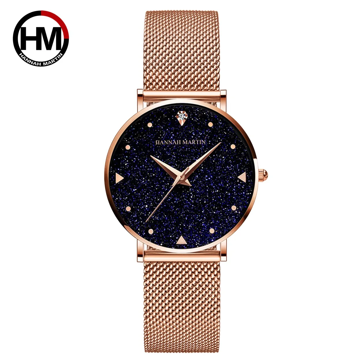 

Hannah Martin HM-XK36 Ladies Waterproof Watches Simple Quartz Watch Starry Sky Flash Diamond Trend Wristwatches