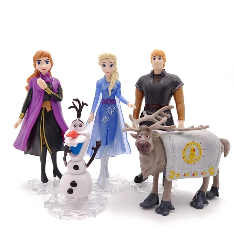 5pcs/Lot Disney 9-14cm Snow Queen Anna Elsa frozen 2 Olaf Sven Kristoff Princess Toys Pvc Action Figure Doll For Kids Gift