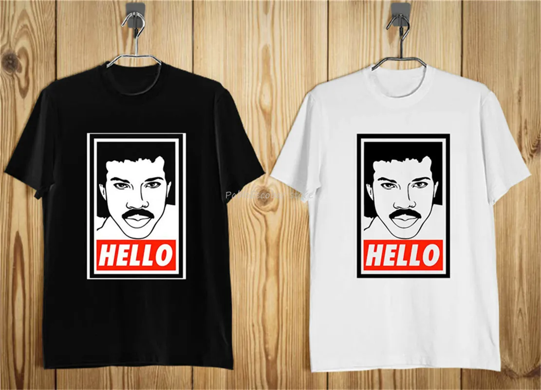 Футболка Lionel Richie мужская с логотипом Hello модная тенниска черного и белого цвета