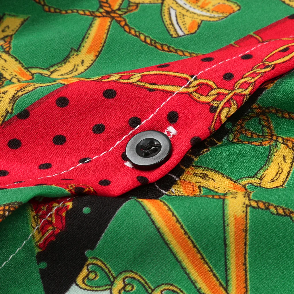 Сексуальные женские блузки с принтом и топы отворотами пуговицами длинные блузы