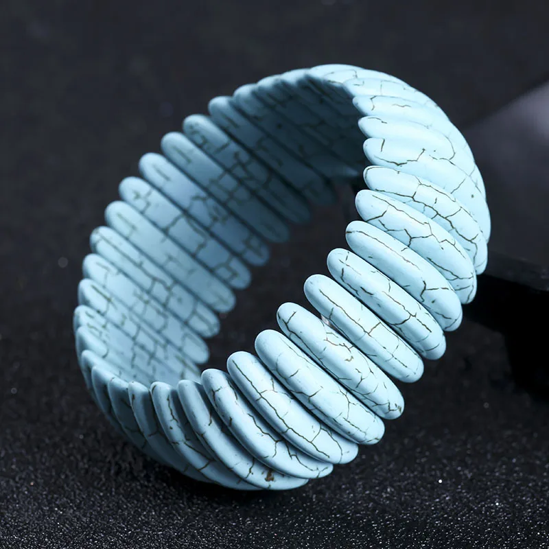 Браслеты из натурального бирюзового эластичного длинного камня отправляют