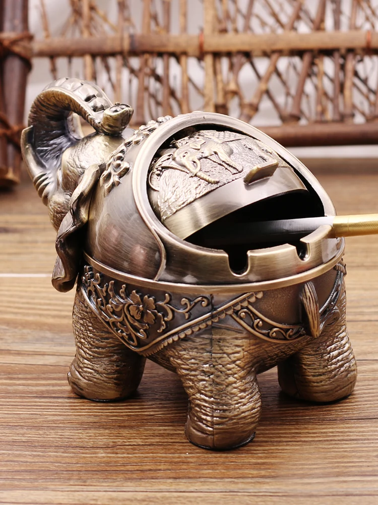 

new retro home ashtray creative personality with cover metal multi-function office living room anti-flying ash