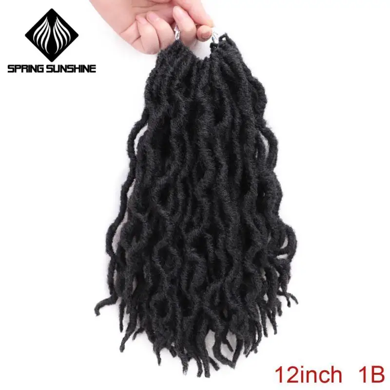 # 1B 12 18 дюймов Nu Locs Goddess Faux Locs Curly Ombre плетение волос мягкие косички синтетические вязанные крючком косы волосы Exntension - Цвет: # 1B
