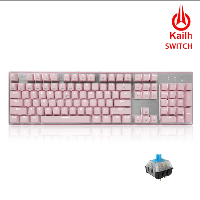 Blue Switch-PINK Hexgeards GK706 Механическая игровая клавиатура kailh MX Синий переключатель 104 ключ Водонепроницаемость механическая клавиатура розовый - Цвет: Blue Switch-PINK